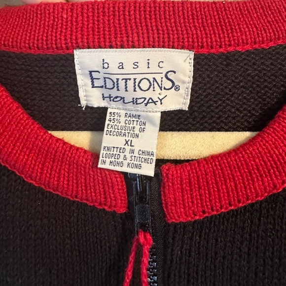 Basic Editions Festive Black and Red Cardigan - Picture 3 of 8